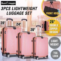 3 Piece Expandable Spinner Luggage Suitcase Set w/TSA Lock - Rose Gold