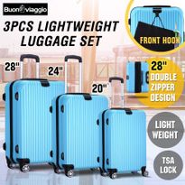 3 Piece Expandable Spinner Luggage Suitcase Set w/TSA Lock - Watchet Blue