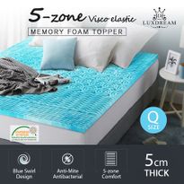 5cm Queen Cool Gel Memory Foam Mattress Topper 5-Zone Mattress Bedding