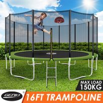 Genki 16ft Round Kids Trampoline Set with Safety Enclosure Net Basketball Hoop Ladder