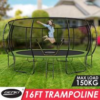 Genki 16ft Round Kids Trampoline Exercise Rebounder with Safety Enclosure Net Ladder
