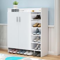 Modern Shoe Cabinet Rack Storage Cupboard Shelf Organiser with Doors 21 Pairs White