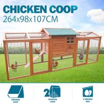 2.6M Large Chicken Coop Run Rabbit Hutch Ferret Cage Duck Hen Chook House