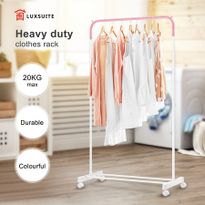 New Clothes Rack Hanger Stand Hanging Rod Metal Rail Portable Storage W/4 Wheels
