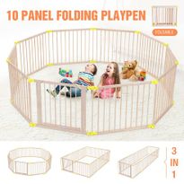 New 10 Panel Large Wooden Baby Playpen Toddler Kid Safety Yard Child Pet Barrier