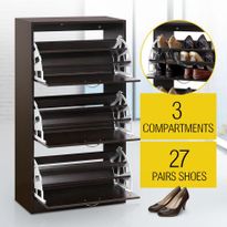 27 Pair Shoe Storage Cabinet-Walnut Finish 