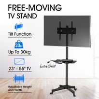 Mobile 23"-55" TV Screen Floor Stand Mount Adjustable LCD/LED Monitor Bracket w/Shelf