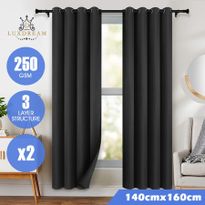 LUXDREAM 2X Blockout Curtains 3-Layer Insulating Room Darkening Drapes 140X160CM