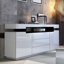 Modern Buffet Sideboard Cabinet High Gloss Storage Cupboard w/2 Doors & 3 Drawers - White