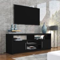 140cm TV Stand Cabinet 2 Doors Wood Entertainment Unit Storage Shelf - Black