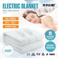 Maxkon Queen 200X153CM Dual Controller Artificial Wool Electric Blanket