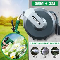 35M Wall Mounted Water Hose Reel Auto Wind Holder Power Spray Nozzle 3 Modes