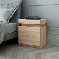 Oak Bedside Table Cabinet 2 Drawers Nightstand Side Storage Wood Bedroom Furniture