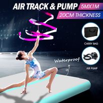 5x1x0.2m Air Tumble Track Training Mat for Home Gymnastics Cheerleading-Green