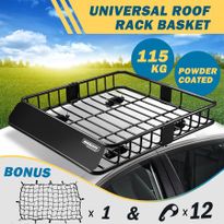 Powder-coated Steel Car Roof Rack Basket Luggage Carrier with 6inch Walls - Black