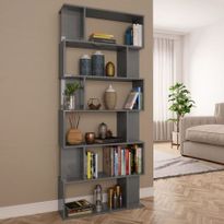 Book Cabinet/Room Divider High Gloss Grey 80x24x192cm Chipboard