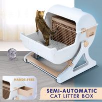 Cat Litter Box Large Hooded Tray Kitty Semi Automatic Toilet Pet Furniture Training