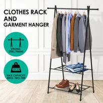 New Clothes Rack Garment Display Clothing Hanger Stand with Two Shelves
