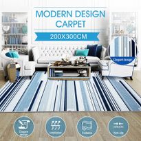 2x3m Large Soft Short Pile Floor Rug Multi Striped Area Rug Carpet Floor Mat Living Area