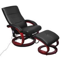 TV Massage Chair with Footstool Black Faux Leather
