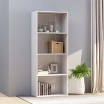 4-Tier Book Cabinet High Gloss White 60x30x151.5 cm Chipboard