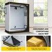 120x60x150cm Hydroponic Grow Tent Reflective 1680D Oxford w/ Observation Window and Floor Tray