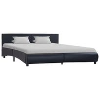 Bed Frame Black Faux Leather 153x203 cm