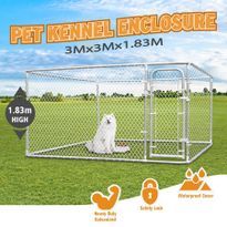 LEISU Outdoor Dog Kennels Heavy Duty Dog House with Water-Resistant Cover Outside Dog Resort Fence Pet Playpen Kennel Dog Runner Cage for Back or Front Yard 