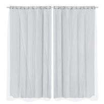 2x Blockout Curtains Panels 3 Layers with Gauze Room Darkening 240x230cm Grey