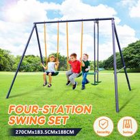 Kid Swing Set Outdoor Playset Playground Equipment Child Backyard Fun with 2 Swing Seats 1 Glider