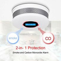 2IN1 Smoke and Carbon Monoxide Detector Combo - with Sound Warning and LCD Display Battery Powered (AA Battery Not Include)