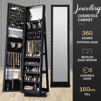 Beshomethings Jewellery Cabinet Wardrobe Full Length Mirror Armoire With Angle Adjustable And 2 Small Drawers Organizer Storage for Rings Bracelets Earrings 