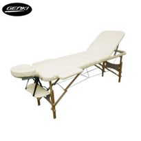 Genki Portable 3-Section Massage Table Chair Bed Foldable with Carry Bag - High Density Foam - Cream