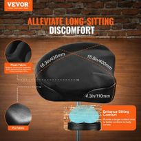 Hydraulic Saddle Drum Throne 490-640mm Height Adjustable Padded Drum Stool Seat with Anti-Slip Feet Drumsticks 227 kg Max Weight Capacity 360degree Swivel