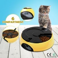 6 Compartment Programmable Pet Feeder with Recordable Message and Built-In Microphone