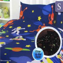 Happy Kids Space Glow In The Dark Single Bed Quilt Cover / Pillowcase Set - Orange