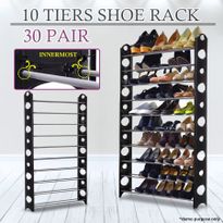 30 Pair Shoe Stackable Storage Rack - Black