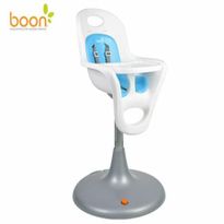 Boon Flair Pedestal Highchair with Pneumatic Lift - Coconut Coloured Seat & Blue Raspberry Pad