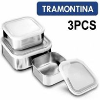 Tramontina 3 Piece Freezinox Stainless Steel Square Container Set with Lid