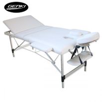 Genki Portable Massage Table Bed - Foldable & Adjustable - Aluminium - White