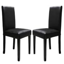 Set of 2 Dining Chairs in PVC Leather - Black