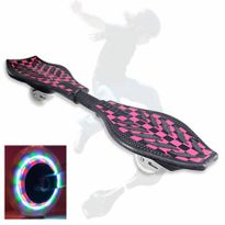 2 Wheel Snake Motion Rocking Streetboard Caster Board Skateboard Vigorboard with Lights - Tartan
