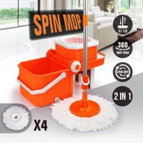 360 Degree Spin Mop & Spin Dry Bucket with 4 Mop Heads