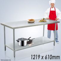Kitchen Prep Table Cater Work Bench Table Stainless Steel W/Adjustable Feet -1219mmx610mm