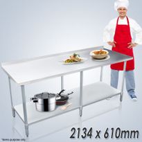 Stainless Steel Kitchen Work Bench & Food Prep Table (213cm x 61cm)