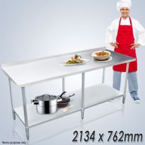 Stainless Steel Kitchen Work Bench & Food Prep Table (213cm x 76cm)