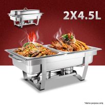 Bain Marie Bow Chafing Dishes 2x4.5L Stainless Steel Buffet Warmer Stackable Set