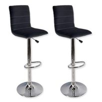 2 x Leather Bar Stool Kitchen Furniture Chairs - Black - FX-1010B_BKx2