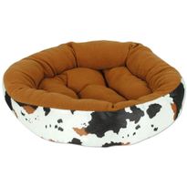 Plush Round Cow Print Pet Dog Bed 50cm