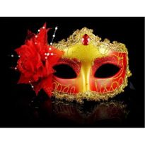 Halloween Masquerade Party Colorful Flower Venetian Costume Mask Red